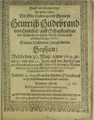 Tauff und LeichPredigt 1619, SLUB Dresden, Signatur 6.A.6162